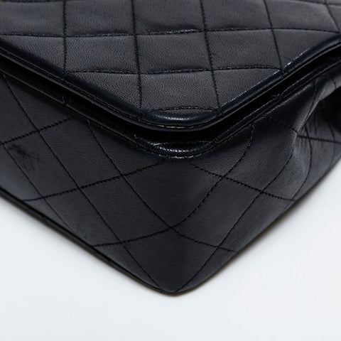 CHANEL No. 1 1989-1991 Lambskin Full Flap Matelasse Shoulder Bag black WS20446