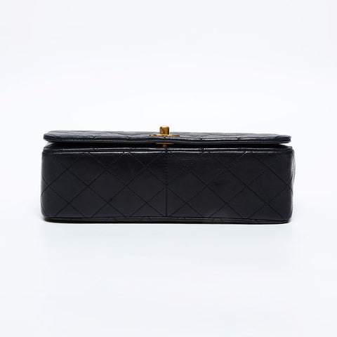 CHANEL No. 1 1989-1991 Lambskin Full Flap Matelasse Shoulder Bag black WS20446