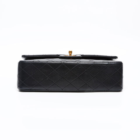CHANEL No. 1 Lambskin Matelasse Double Flap 9.8" 1989-1991 Shoulder Bag black WS20447