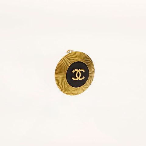 CHANEL 95C COCO Mark Round Earring black WS20448
