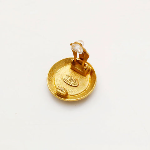 CHANEL 95C COCO Mark Round Earring black WS20448