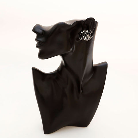 CHANEL 03A COCO Mark Rhinestone Earring black WS20452