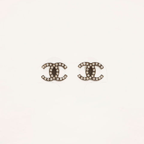 CHANEL F19V COCO Mark Rhinestone Pierce black WS20454
