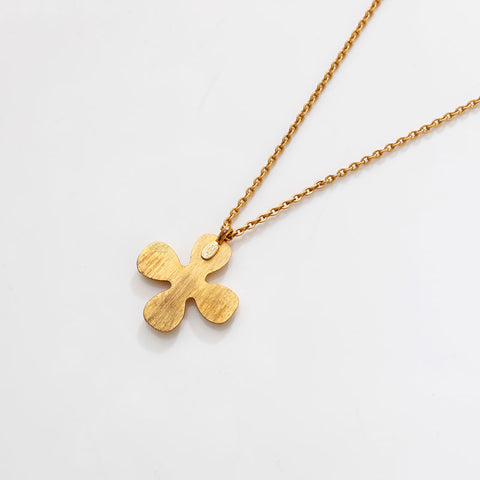 CHANEL COCO Mark Rhinestone Clover Necklace gold WS20459