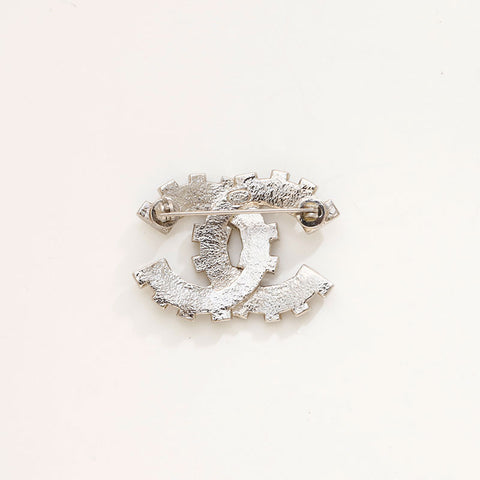 CHANEL COCO Mark rhinestone Brooch Silver WS20460