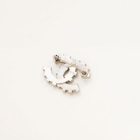 CHANEL COCO Mark rhinestone Brooch Silver WS20460