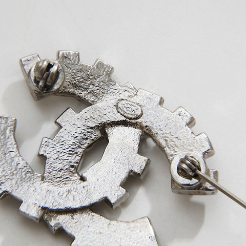 CHANEL COCO Mark rhinestone Brooch Silver WS20460