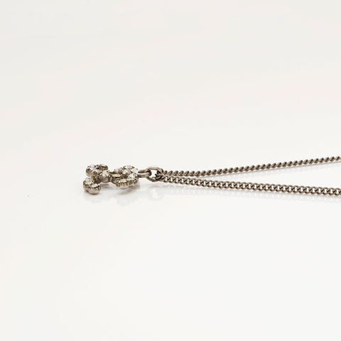 CHANEL COCO Mark rhinestone Necklace Silver WS20461