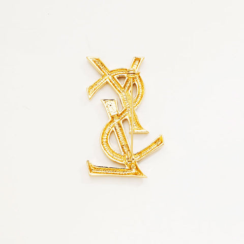 YVES SAINT LAURENT logo Brooch gold WS20466