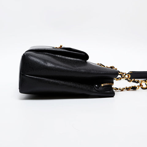 CHANEL No. 4 1996-1997 Turnlock COCO Mark Caviar Shoulder Bag black WS20473