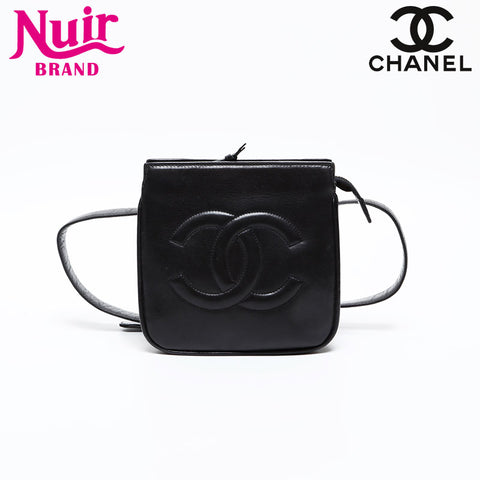CHANEL No. 1 1989-1991 COCO Mark Lambskin Belt Waist bag black WS20474