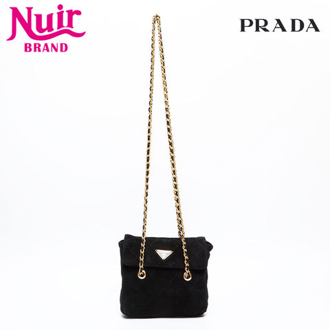 PRADA suede Shoulder Bag black WS20475