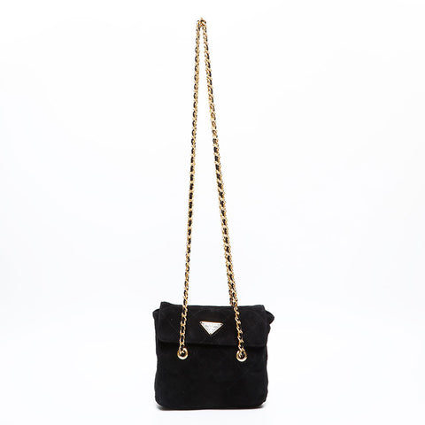 PRADA suede Shoulder Bag black WS20475