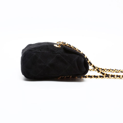 PRADA suede Shoulder Bag black WS20475