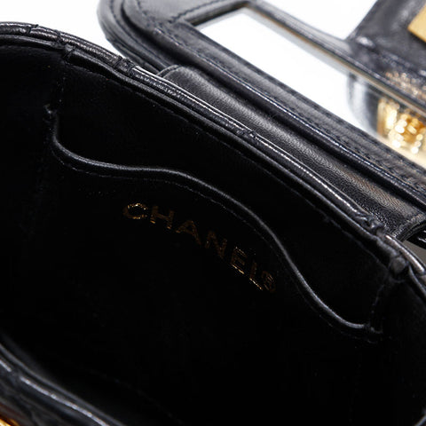 CHANEL No. 2 1991-1994 Lambskin Chain Vanity Shoulder Bag black WS20480