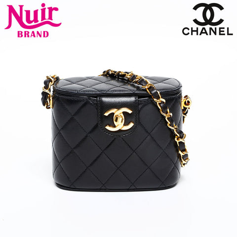 CHANEL No. 2 1991-1994 Lambskin Chain Vanity Shoulder Bag black WS20480