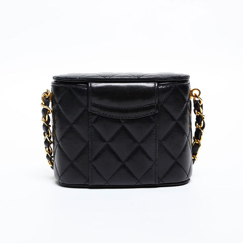 CHANEL No. 2 1991-1994 Lambskin Chain Vanity Shoulder Bag black WS20480