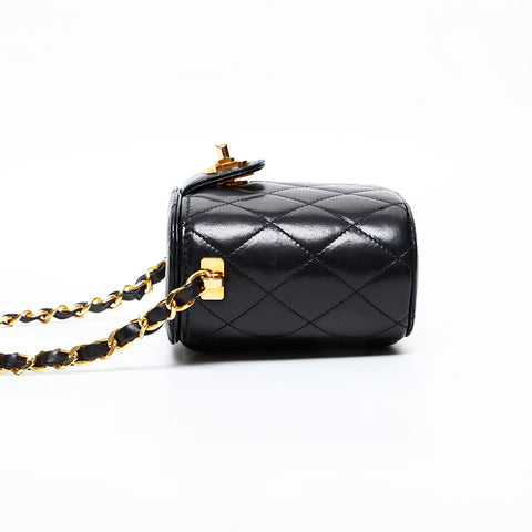 CHANEL No. 2 1991-1994 Lambskin Chain Vanity Shoulder Bag black WS20480
