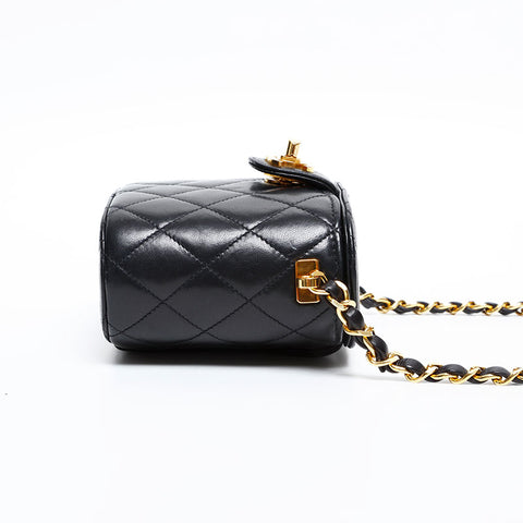 CHANEL No. 2 1991-1994 Lambskin Chain Vanity Shoulder Bag black WS20480