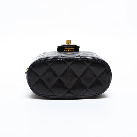 CHANEL No. 2 1991-1994 Lambskin Chain Vanity Shoulder Bag black WS20480