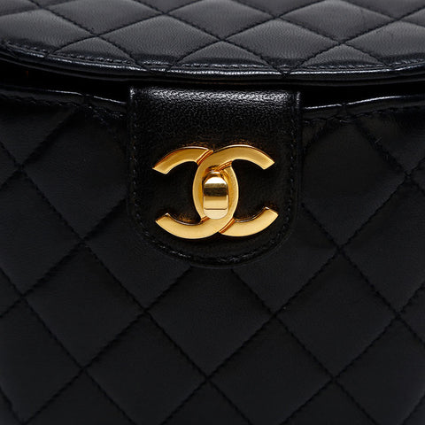 CHANEL No. 2 1991-1994 Lambskin Chain Vanity Shoulder Bag black WS20480