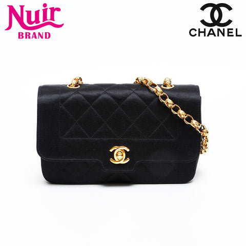 CHANEL No.1 1989-1991 Satin Chain Mini Diana Shoulder Bag black WS20482