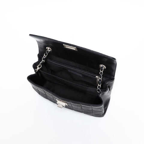 CHANEL No. 6 2000-2002 小羊皮巧克力棒 2.55 链条单肩包 黑色 WS20483