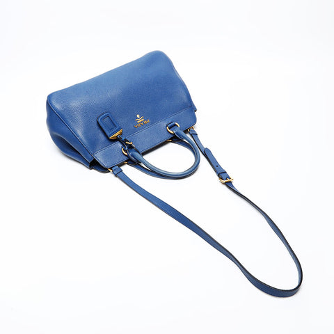 PRADA Leather 2way Handbag blue WS20485