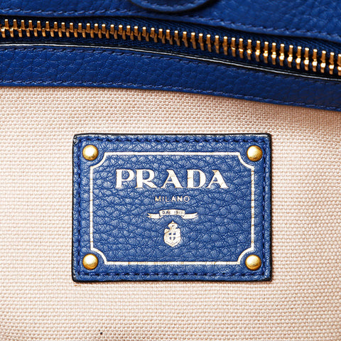PRADA Leather 2way Handbag blue WS20485