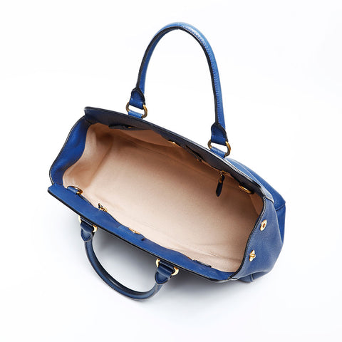 PRADA Leather 2way Handbag blue WS20485