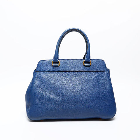 PRADA Leather 2way Handbag blue WS20485