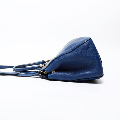 PRADA Leather 2way Handbag blue WS20485