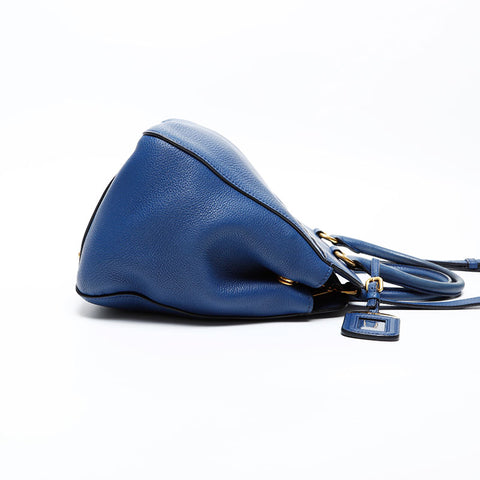 PRADA Leather 2way Handbag blue WS20485
