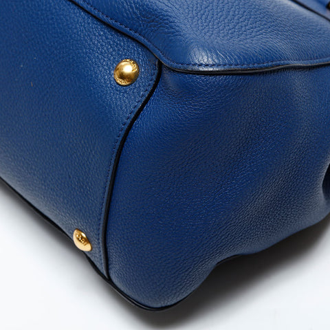 PRADA Leather 2way Handbag blue WS20485
