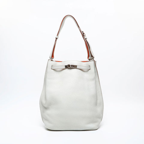 HERMES □Q stamp 2013 So Kelly 26 Shoulder Bag white WS20486