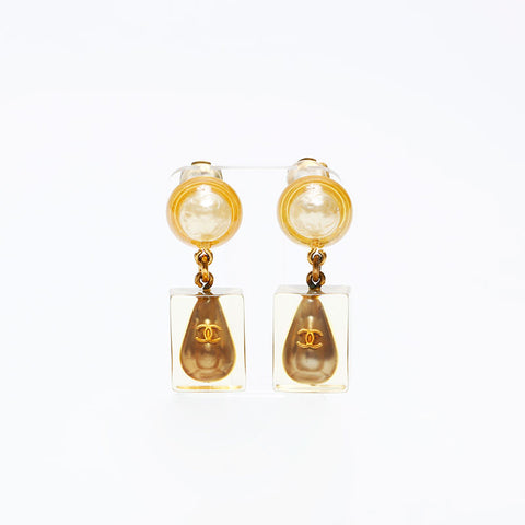 CHANEL COCO Mark Pearl 97P Earring gold WS20489