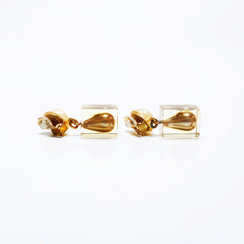 CHANEL COCO Mark Pearl 97P Earring gold WS20489