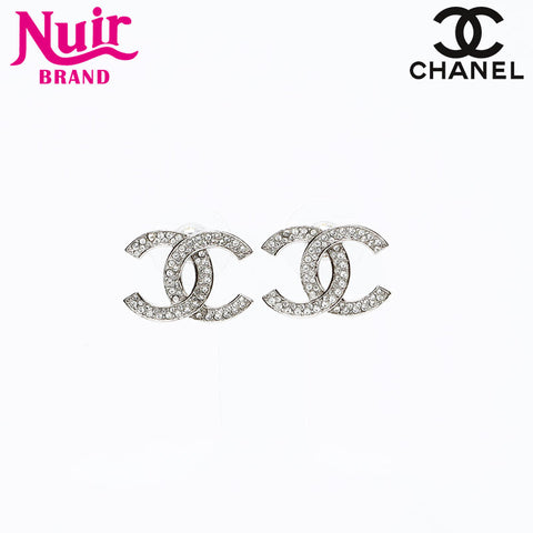 CHANEL COCO Mark Rhinestone B20S Pierce Silver WS20490
