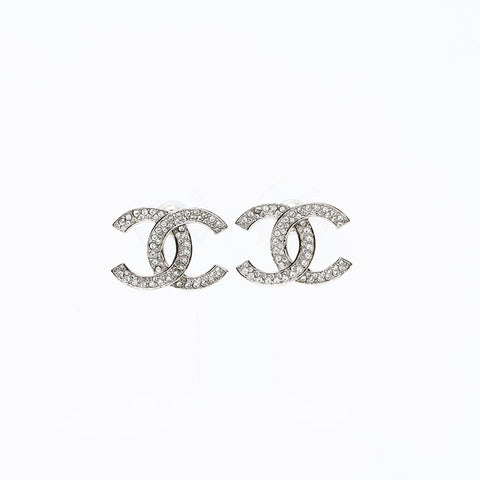 CHANEL COCO Mark Rhinestone B20S Pierce Silver WS20490