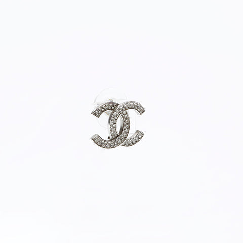 CHANEL COCO Mark Rhinestone B20S Pierce Silver WS20490