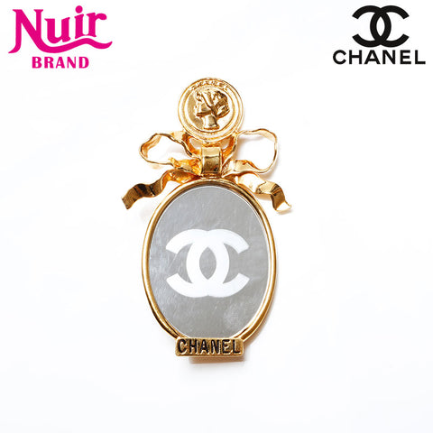 CHANEL COCO Mark Mirror Ribbon Brooch gold WS20493