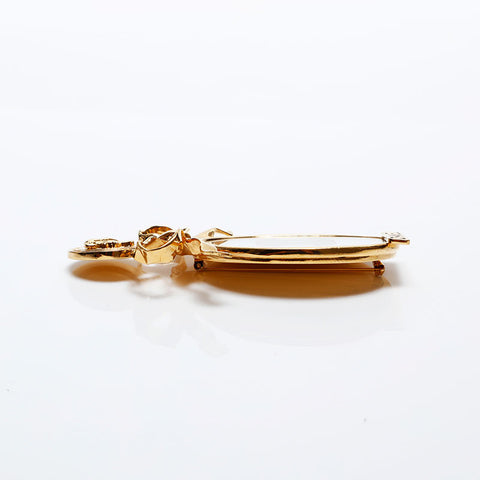 CHANEL COCO Mark Mirror Ribbon Brooch gold WS20493