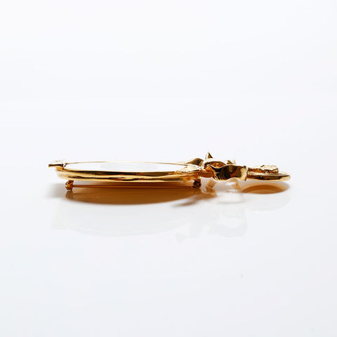 CHANEL COCO Mark Mirror Ribbon Brooch gold WS20493
