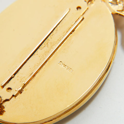 CHANEL COCO Mark Mirror Ribbon Brooch gold WS20493