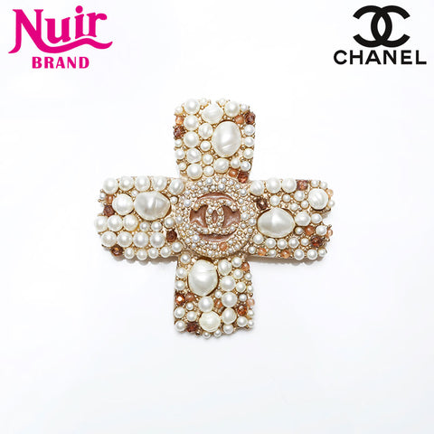 CHANEL COCO Mark Pearl 05A Brooch gold WS20494