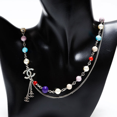 CHANEL COCO Mark Pearl A12P Long Necklace multicolor WS20497