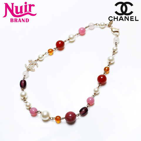 CHANEL COCO Mark Pearl 08A Necklace multicolor WS20498