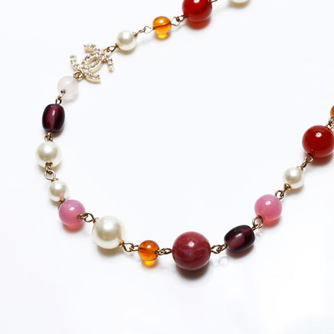 CHANEL COCO Mark Pearl 08A Necklace multicolor WS20498