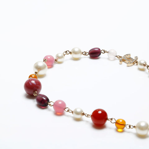 CHANEL COCO Mark Pearl 08A Necklace multicolor WS20498