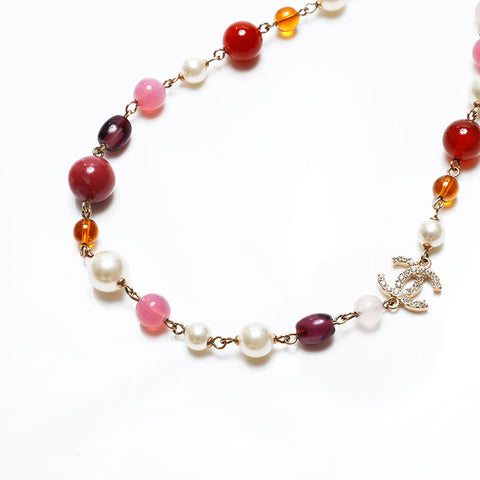 CHANEL COCO Mark Pearl 08A Necklace multicolor WS20498